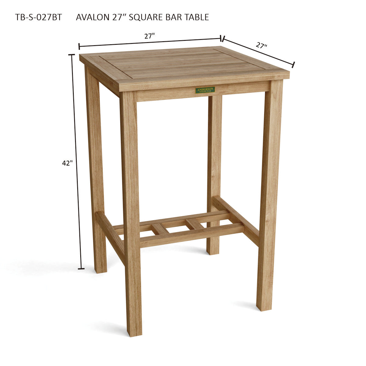 Avalon 27" Square Bar Table