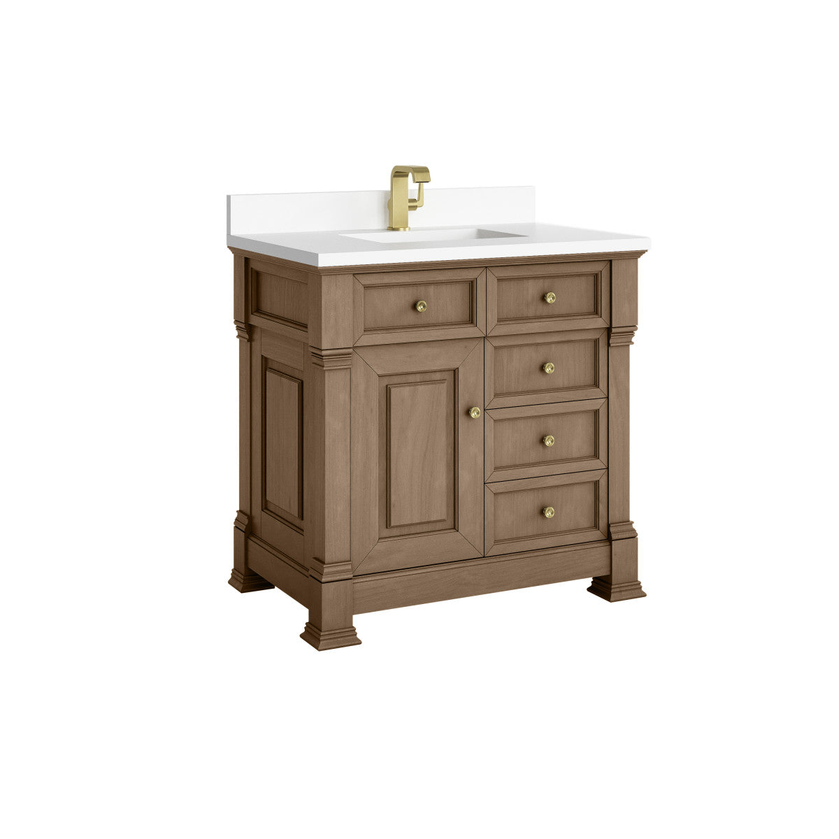 James Martin 547-V36 Brookfield 36” Single Vanity – Black Onyx / Honey Oak / Pearl Charcoal
