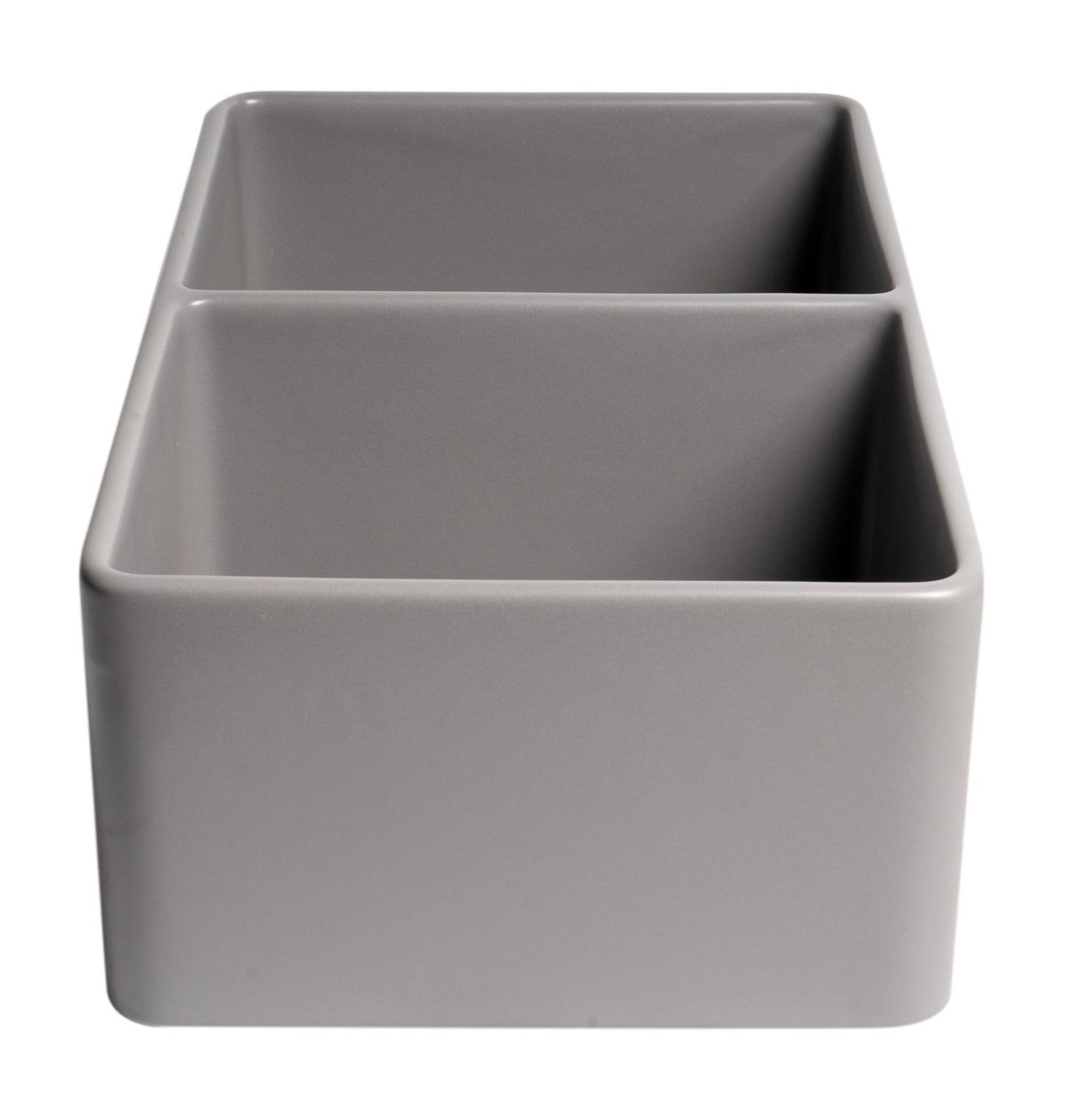 ALFI brand ABF3318D Smooth Apron 33" x 18" Double Bowl Fireclay Farm Sink
