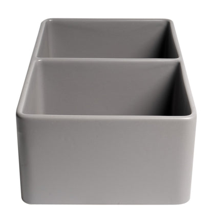 ALFI brand ABF3318D Smooth Apron 33" x 18" Double Bowl Fireclay Farm Sink