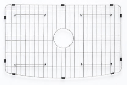ALFI brand ABFC3020 ABFC3020-W White Smooth Curved Apron 30" x 20" Single Bowl Fireclay Farm Sink with Grid