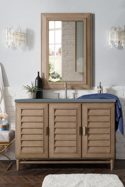 Portland 48" Single Vanity Cabinet, Whitewashed Walnut