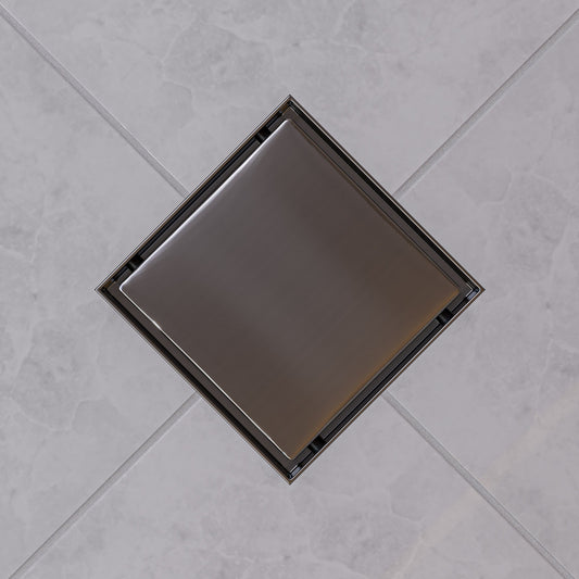 ALFI brand ABSD55B-BSS 5" x 5" Modern Square Polished Stainless Steel Shower Drain with Solid Cover