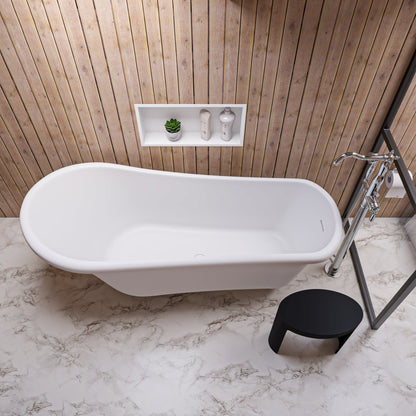 ALFI brand  ABST66BM Black Matte Solid Surface Resin Bathroom / Shower Stool