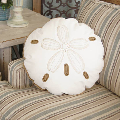 Sand Dollar Shaped Beige Indoor/Outdoor Pillow