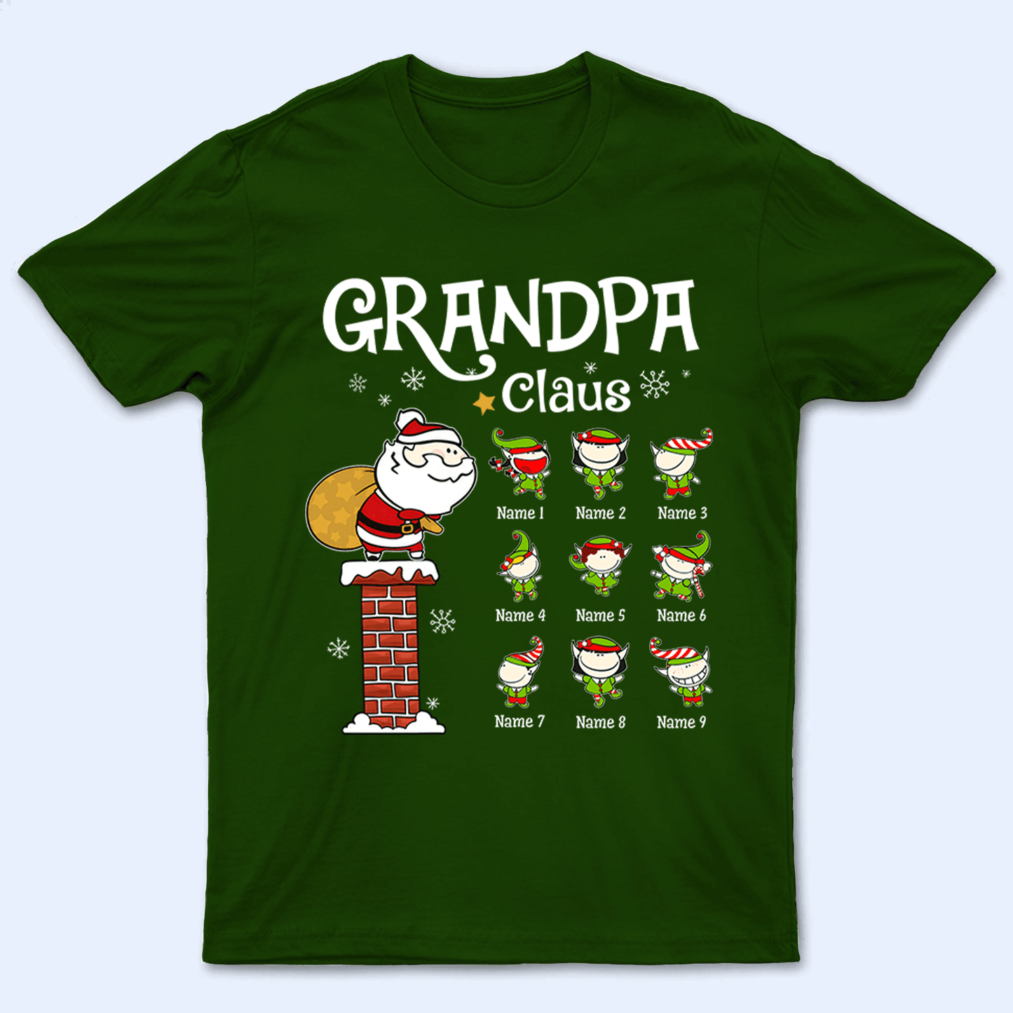 Santa Claus Little Elves- Personalized Custom T Shirt - Birthday, Loving, Funny Gift for Grandma/Nana/Mimi, Mom, Wife, Grandparent
