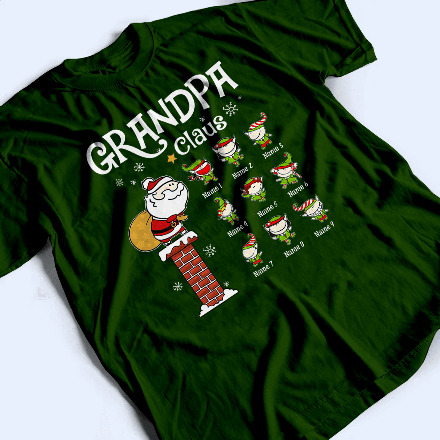 Santa Claus Little Elves- Personalized Custom T Shirt - Birthday, Loving, Funny Gift for Grandma/Nana/Mimi, Mom, Wife, Grandparent