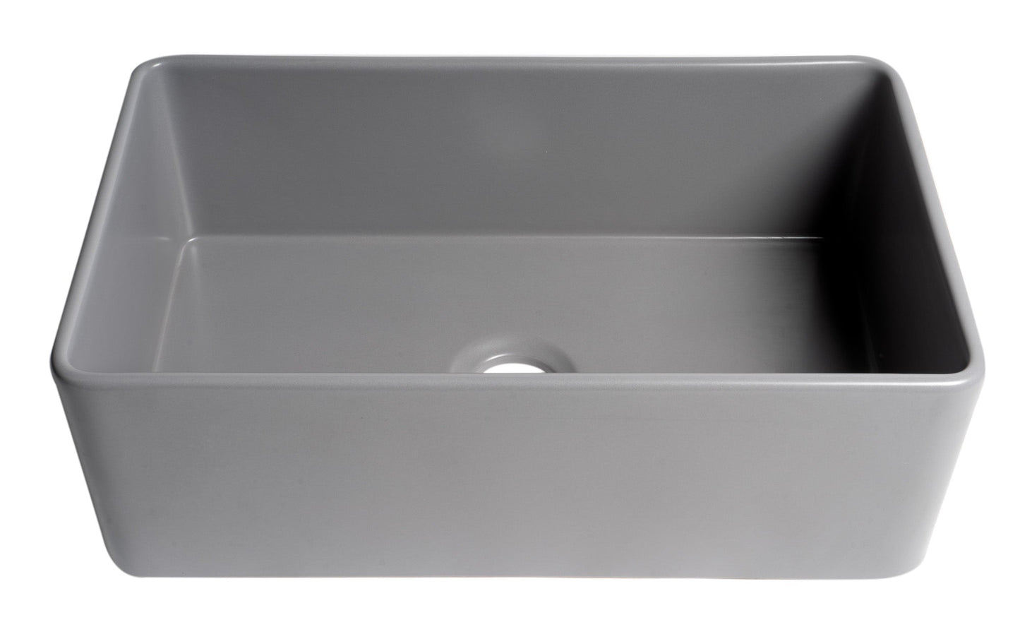 ALFI brand ABF3018 Smooth Apron 30" x 18" Single Bowl Fireclay Farm Sink