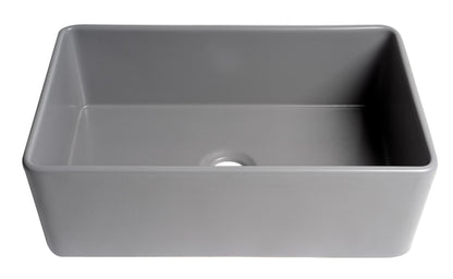 ALFI brand ABF3018 Smooth Apron 30" x 18" Single Bowl Fireclay Farm Sink