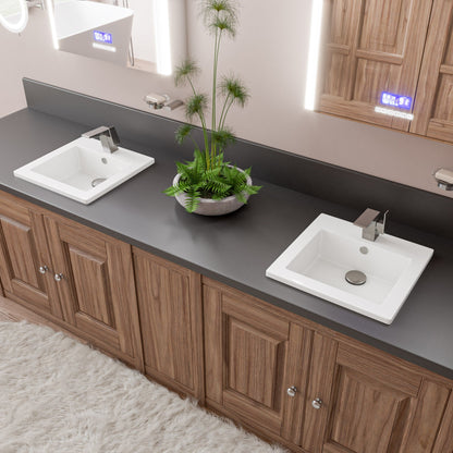 ALFI brand  ABC801 White 17" Square Drop In Ceramic Sink with Faucet Hole