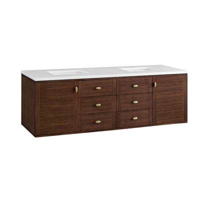 Amberly 72" Double Vanity Cabinet, Mid-Century Walnut