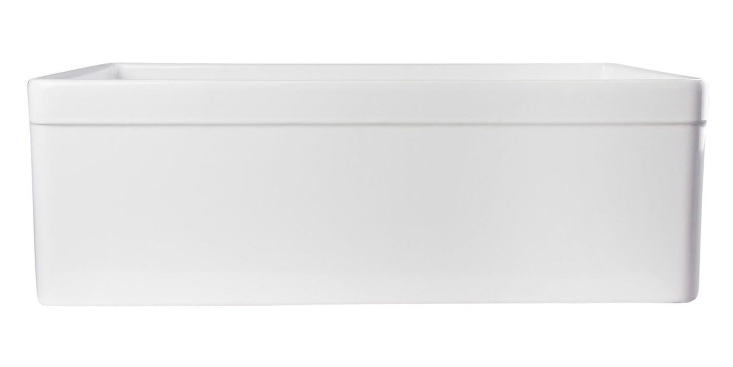 ALFI brand AB511 AB511-W White 30" Decorative Lip Apron Single Bowl Fireclay Farmhouse Kitchen Sink