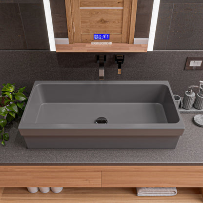 ALFI brand  AB36TRGM 36" Grey Matte Above Mount Fireclay Bathroom Trough Sink