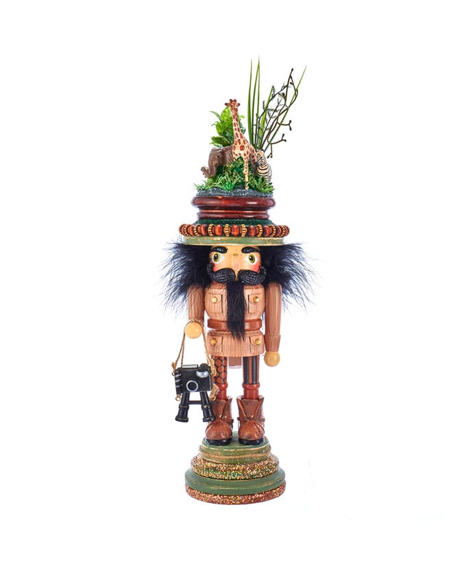 Decorative nutcracker with a safari theme on a white background