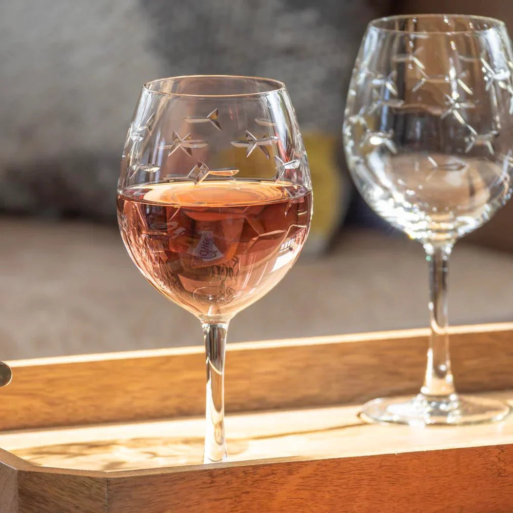 School of Fish Etched Glassware