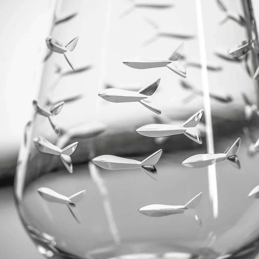 School of Fish Etched Glassware
