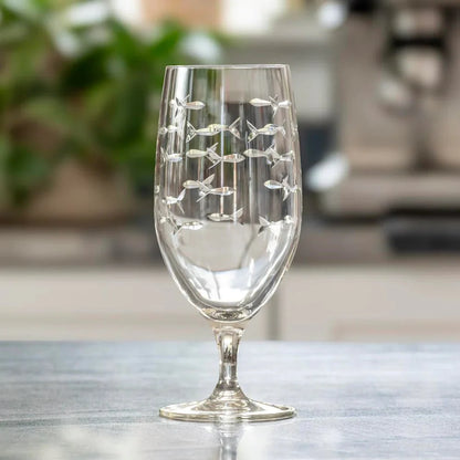 School of Fish Etched Glassware