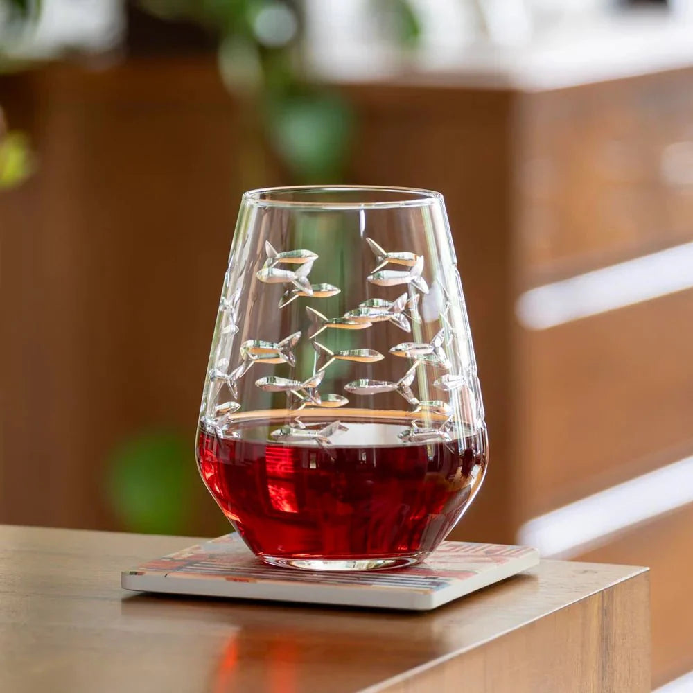 School of Fish Etched Glassware