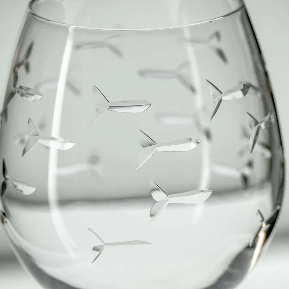 School of Fish Etched Glassware