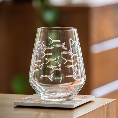 School of Fish Etched Glassware