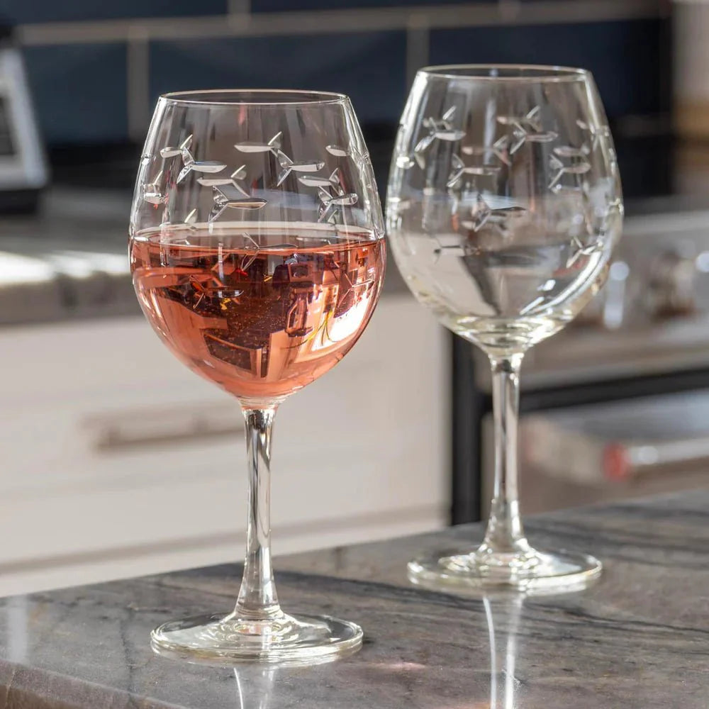 School of Fish Etched Glassware