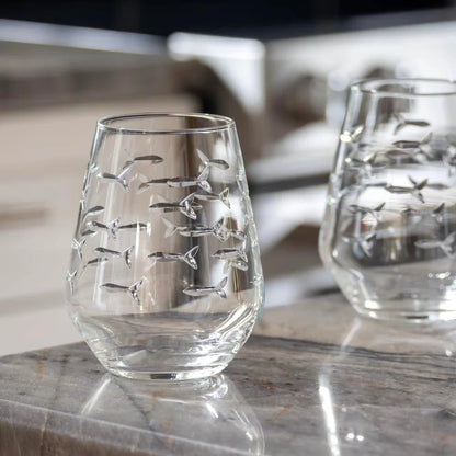 School of Fish Etched Glassware