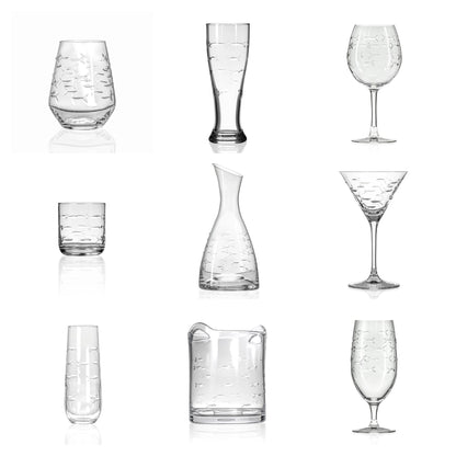 School of Fish Etched Glassware