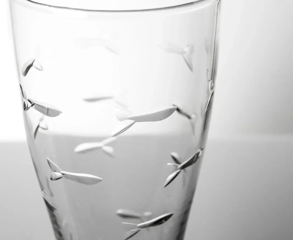 School of Fish Etched Glassware