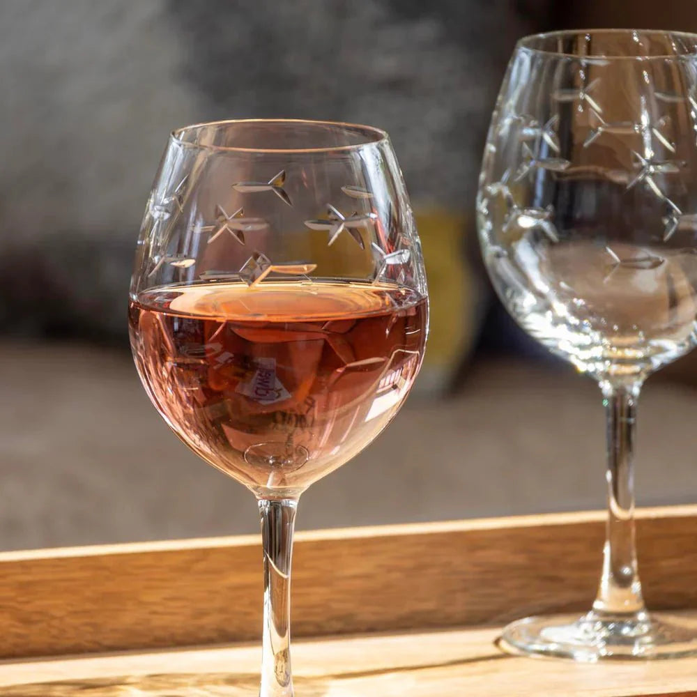 School of Fish Etched Glassware