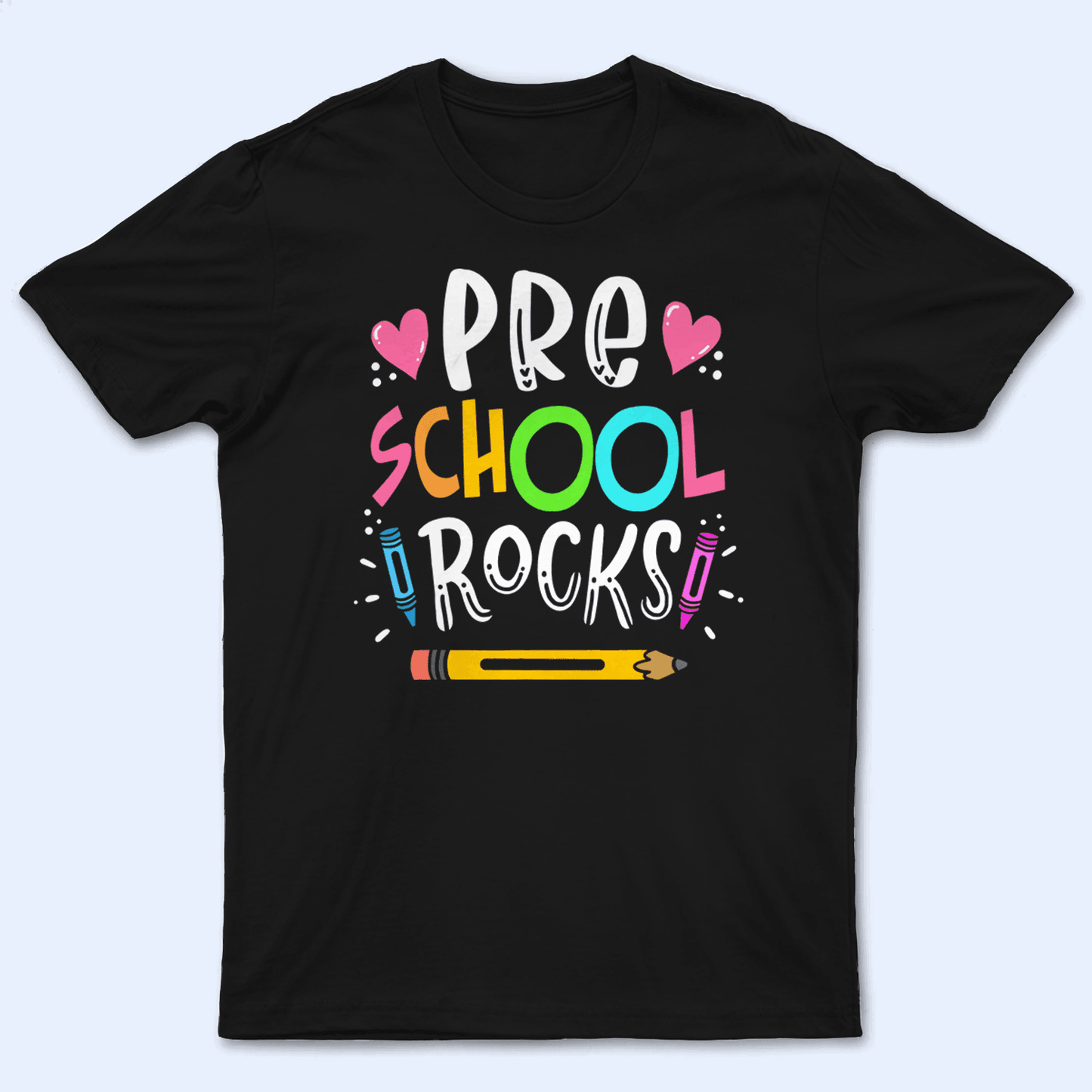School Rocks! - Cute Personalized Custom T Shirt - Birthday, Loving, Funny Gift for Teacher, Kindergarten, Preschool, Pre K, Paraprofessional