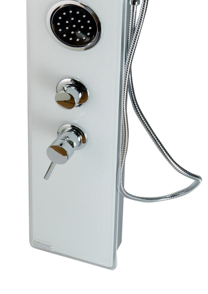 ALFI brand  ABSP50W White Glass Shower Panel with 2 Body Sprays and Rain Shower Head