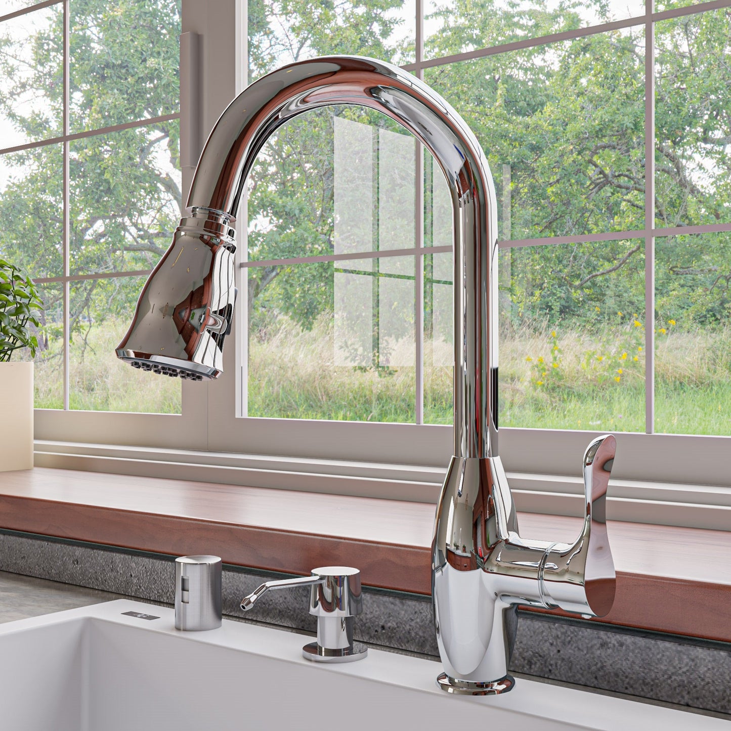 ALFI brand ABKF3783 Gooseneck Pull Down Kitchen Faucet