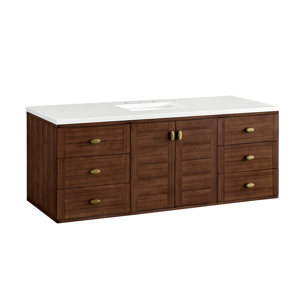 Amberly 60" Single Vanity Cabinet, Mid-Century Walnut