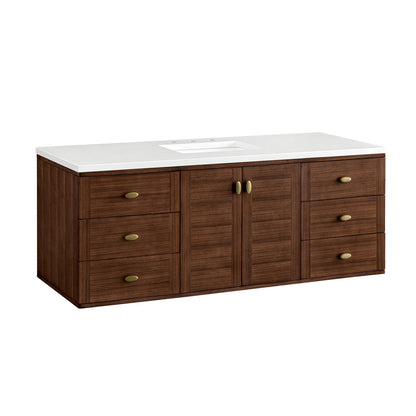 Amberly 60" Single Vanity Cabinet, Mid-Century Walnut