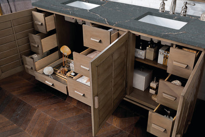 Portland 72" Double Vanity Cabinet, Whitewashed Walnut