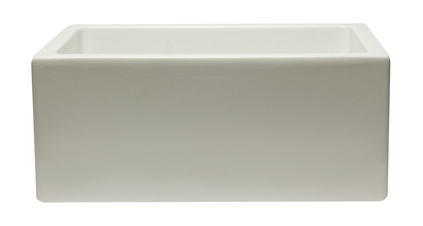 ALFI brand AB2418HS AB2418HS-B 24 inch Biscuit Reversible Smooth / Fluted Single Bowl Fireclay Farm Sink
