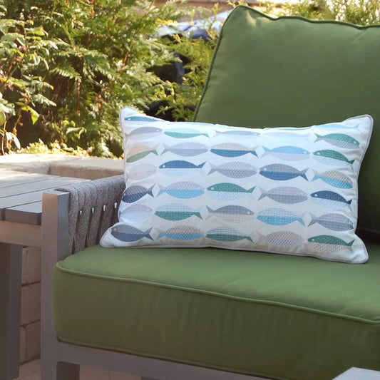 Sea Glass Fish Pattern Indoor/Outdoor Pillow