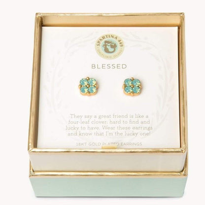 Sea La Vie Stud Earrings – Blessed/Sea Foam Clover