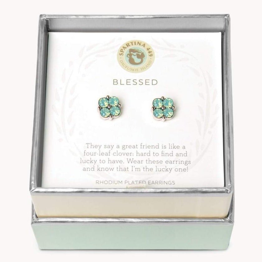 Sea La Vie Stud Earrings – Blessed/Sea Foam Clover