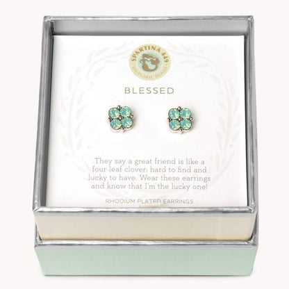 Sea La Vie Stud Earrings – Blessed/Sea Foam Clover