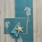 Seahorse Print Table Runner- Aqua, Seaside Home Decor