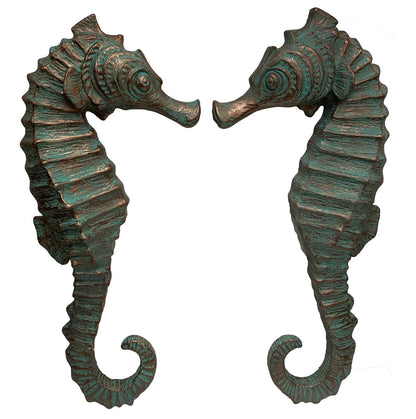 Seahorse Wall Decor Verde Bronze Home Office Patio Set of 2