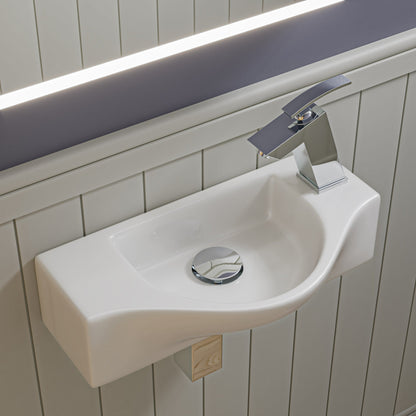 ALFI brand  ABC114 White 18" Small Wall Mounted Ceramic Sink with Faucet Hole