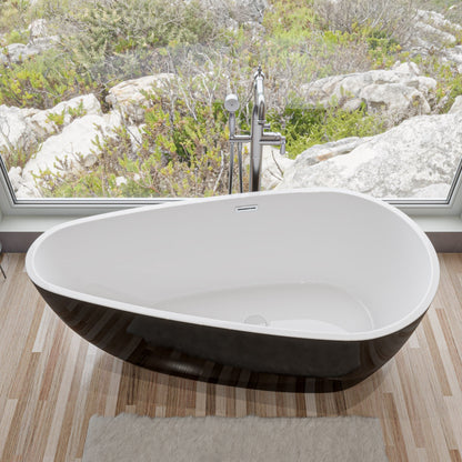 ALFI brand  AB8862 59 inch Black & White Oval Acrylic Free Standing Soaking Bathtub