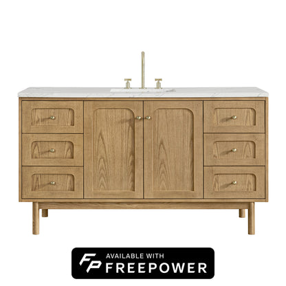 Laurent 60" Single Vanity, Light Natural Oak