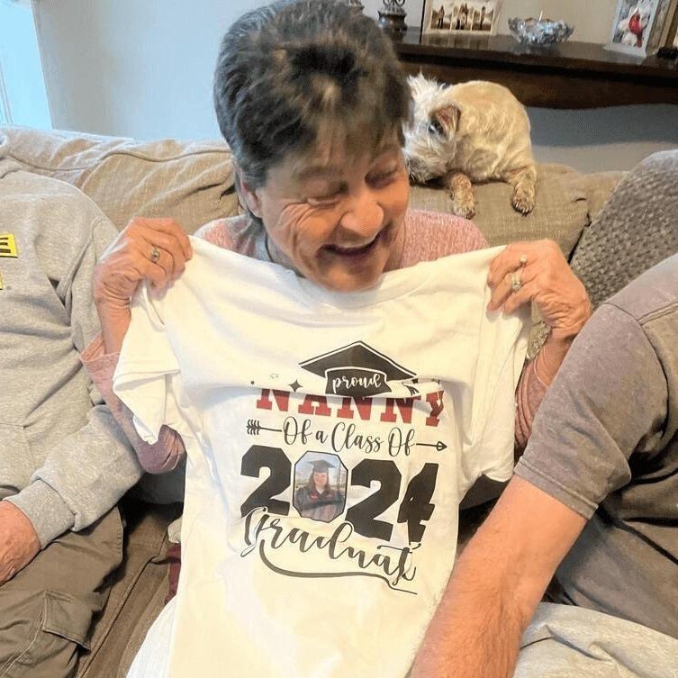 Custom Photo Senior Family Graduation - Personalized Custom T Shirt - Birthday, Loving, Funny Gift for Grandma/Nana/Mimi, Mom, Wife, Grandparent