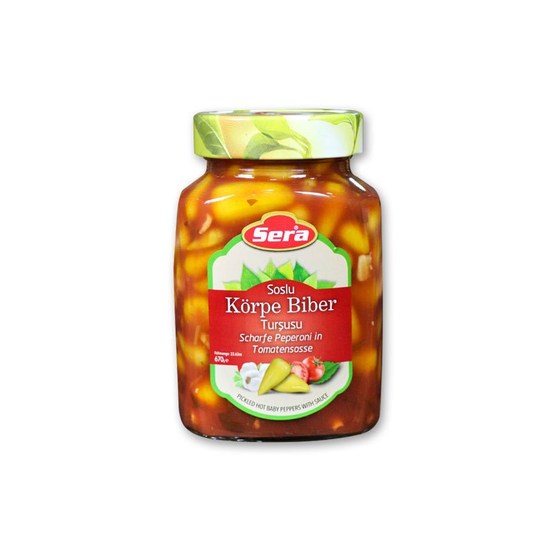 Sera Hot Baby Peppers In Sauce - Spicy Peperoni In Tomato Sauce - 670g Jar