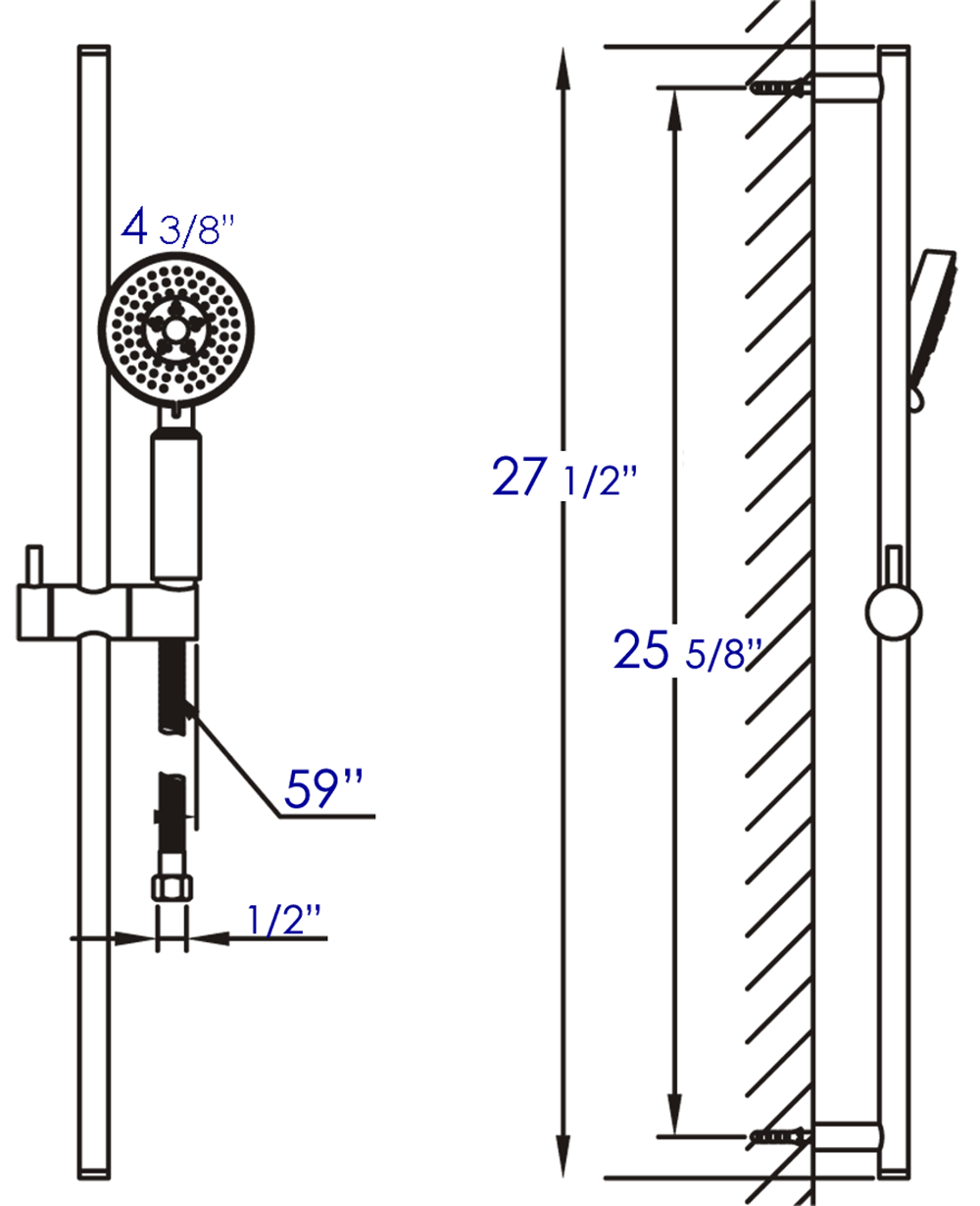 ALFI brand AB7938 Sliding Rail Hand Shower Set