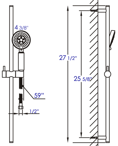 ALFI brand AB7938 Sliding Rail Hand Shower Set