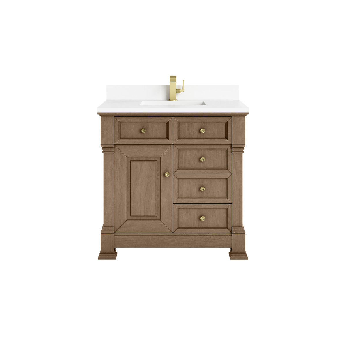 James Martin 547-V36 Brookfield 36” Single Vanity – Black Onyx / Honey Oak / Pearl Charcoal